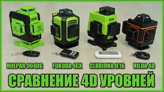 Comparison of 4D laser levels FUKUDA 4D vs HUEPAR 4D vs CLUBIONA 4D vs HILDA 4D. ALIEXPRESS