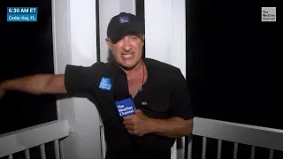 Meteorologist Jim Cantore reports on Hurricane Idalia from Cedar Key, Florida