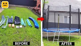 Unpacking and installation of Trampoline 305 cm with a protective grid