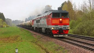 2ТЭ116-1308 (РЖД/Окт, ТЧ-18 Дно) с грузовым наливным (порожним?) поездом