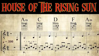 HOUSE OF THE RISING SUN | TAB & Sheet music | Tutorial for 1-2 Guitars | Instrumental