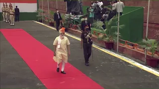 PM Narendra Modi inspects the Guard of Honour at Red Fort on 74th Independence Day 15 August 2020