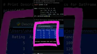 Descriptive Statistics  Python DataFrame