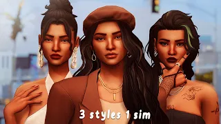 Trying 3 different fashion styles on 1 sim 👗 + cc list - the sims 4 cas challenge