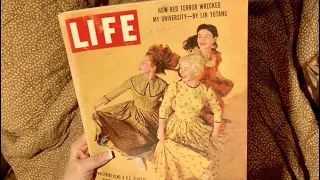 ASMR Vintage 1950’s Life magazine gentle page turning (No talking) 1940’s Pathfinder (Water damaged)