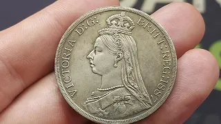 Great Britian 1887 5 Shillings Coin VALUE Queen Victoria One Crown DRAGON