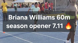 Briana Williams | 60m season opener 7.11 secs | Sashalee Forbes 7.03 | Jamaica athletics