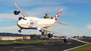 Impossible Landing british AIrways Boeing 747-800 at Seatlle Airport MFS2020