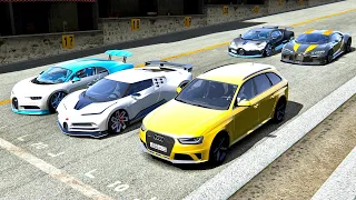 Audi RS4 Avanti 3500 HP vs Bugatti Hypercars - Drag Race 20 KM