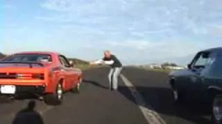 Airport Duster VS Chevelle faster crowd 11 1 09 White trash drags