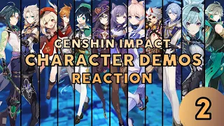 PART 2 of  me reacting to ALL GENSHIN IMPACT CHARACTER DEMOS