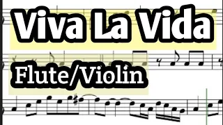 Viva La Vida Flute or Violin Sheet Music Backing Track Play Along Partitura