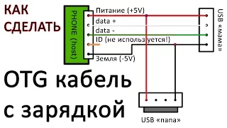 USB OTG кабель с одновременной зарядкой