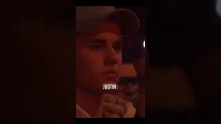 Justin's reaction when Selena got kissed