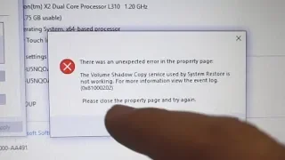 Unexpected error in the property page, Volume Shadow Copy service, System Restore, 0x81000202