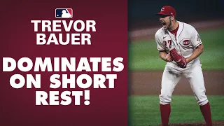 Trevor Bauer DOMINATES (8 IP, 1 R, 12 Ks) on 3 days rest to keep Reds alive! NL Cy Young?