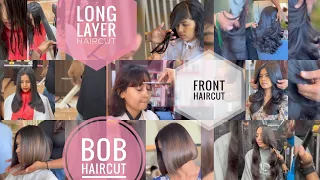 long layer haircut | front haircut | long to short bob haircut | bob cutting | indian long haircut