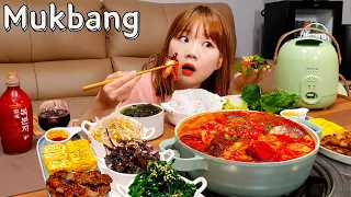 Sub)Real Mukbang-Cooking Korean Home-Made Meal🍱Braised Mackerel Kimchi,RaspberryWine🍷ASMR KOREANFOOD