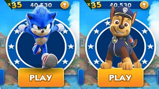 Sonic Dash vs Paw Patrol Chase Run - Movie Sonic vs All Bosses Zazz Eggman - All Characters Unlocked
