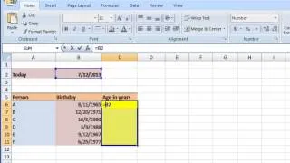 Tutorial, curs video Excel 2007  - Aplicatie, Calcularea varstei in ani