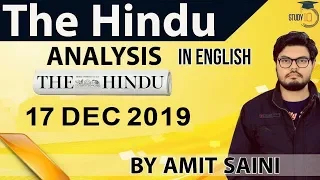 English 17 December 2019 - The Hindu Editorial News Paper Analysis [UPSC/SSC/IBPS] Current Affairs