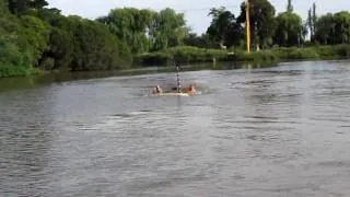 Toyota Landcruiser 60 series diesel driving in a lake