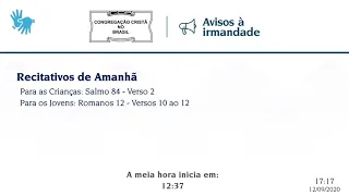 santo culto a Deus (Libras)12/09/2020 18:00 hs l Samuel 17:12.