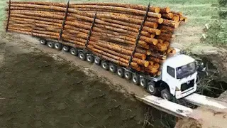 Extreme Dangerous Monster Logging Wood Truck Driving Skills, Fastest Climbing Truck Heavy Equipment