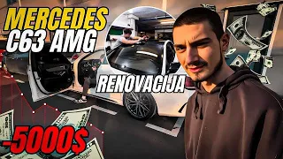 RENOVACIJA UPROPASTENOG C63 AMG  *steta 5000 evra* PART 1