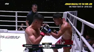 Johan Ghazali (MAS) VS Tai Sor Jor Piek Uthai (THAI) - ONE Friday Fights 18 [Kemenangan Bergaya]