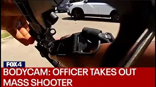 Police bodycam video shows 'hero' officer confronting shooter at Allen Outlets