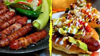 I made Street Style hot dogs at home EASY! Bacon wrapped hot dogs recipe