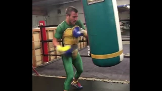 Lomachenko working the bag as a ninja turtle!