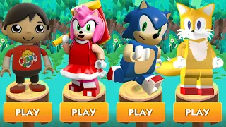 Tag with Ryan vs Sonic Dash New Update - All Characters Unlocked LEGO Tails LEGO Sonic LEGO Amy