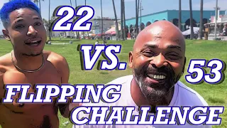 22 vs. 53 FLIPPING CHALLENGE (old man doing flips)