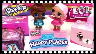 LOL Surprise Dolls open SHOPKINS Happy Places to stock their shelves in their store!