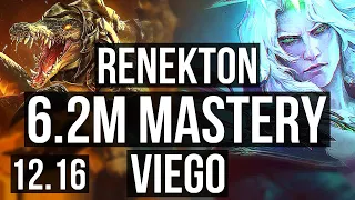 RENEKTON vs VIEGO (MID) | 6.2M mastery, 11/2/13, 1200+ games, Dominating | KR Master | 12.16