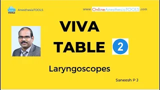Viva Table - AnesthesiaTOOLS  - Session 2: Laryngoscopes #saneeshpj
