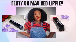 Fenty’s icon velvet liquid lipstick vs Mac’s Ruby Woo Red lipstick battle