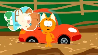 Kitty and the Magic Garage  - Head over hills in mud - cars cartoons