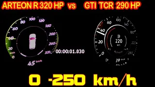 VW Arteon R 320 HP  vs VW Golf GTI TCR 290 HP Drag Race #RollingRace 0 - 250 km/h