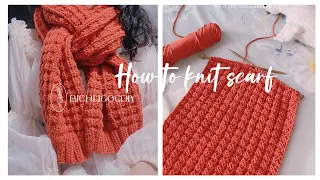 How to knit a scarf for beginners/ Hướng dẫn đan khăn len choàng cổ mũi k mũi p đơn giản/Mẫu2