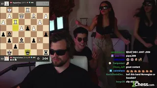 Magnus Carlsen playing chess on Botez stream