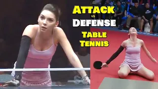 TABLE TENNIS game styles, ATTACK and DEFENSE, with BERNADETTE SZOCS and LIU FEI
