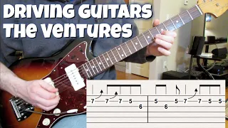 Driving Guitars (Ventures) Surf guitar solo with tabs!