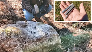 Splitting Stone With Feather And Wedges