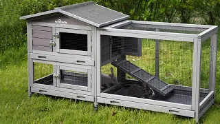 Aivituvin Rabbit Hutch Indoor Outdoor Bunny Cage-AIR19 (Inner space 9.6ft²)