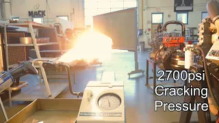 Demonstrating the flame front of a Pintle injector at 1100 and 2700 psi