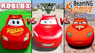 GTA 5 Lightning McQueen VS BeamNG Drive Lightning McQueen VS ROBLOX McQueen - Which is best?