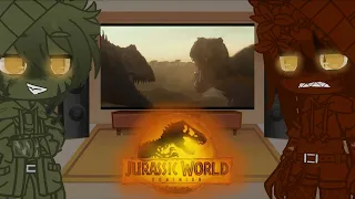 Dinosaurs React to Jurassic World Dominion Prologue  (T-rex vs Giga)